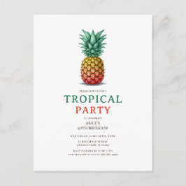 Tropical Party with retro pineapple Invitation ポストカード