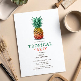 Tropical Party with retro pineapple Invitation 招待状