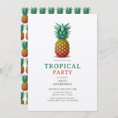 Tropical Party with retro pineapple Invitation 招待状 (正面/裏面)