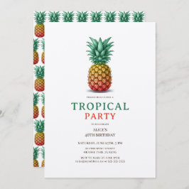 Tropical Party with retro pineapple Invitation 招待状