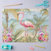 Tropical Pastel Ocean View Pink Flamingo Decoupage 薄葉紙 (クラフト)