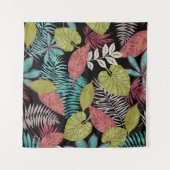 Tropical pattern made with dark background and lea タペストリー (正面(横))