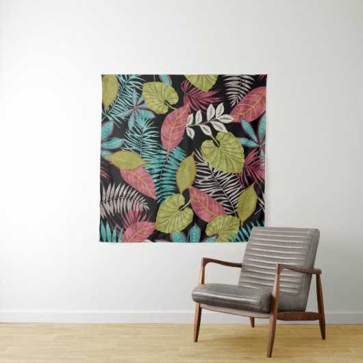 Tropical pattern made with dark background and lea タペストリー (インサイチュ(横))