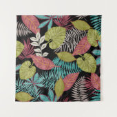 Tropical pattern made with dark background and lea タペストリー (正面)