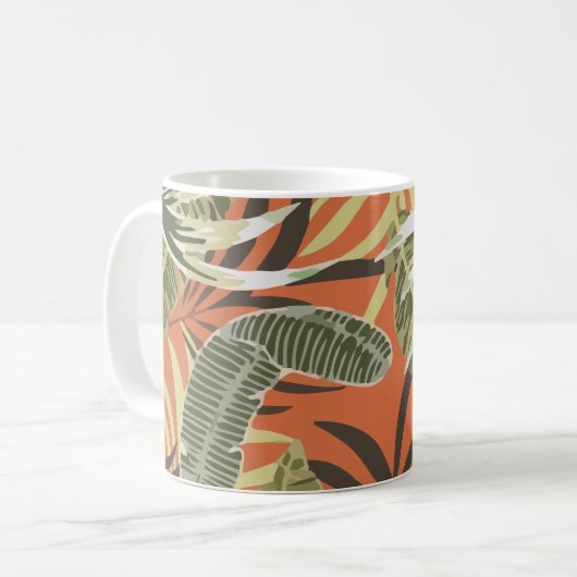 Tropical Pattern With Bright Leaves Jungle コーヒーマグカップ (正面左)