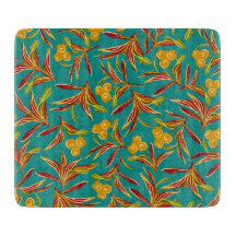 Tropical Pattern with Red and Yellow Leaves