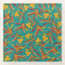 Tropical Pattern with Red and Yellow Leaves