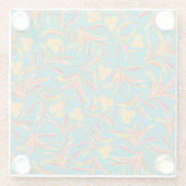 Tropical Pattern with Red and Yellow Leaves ガラスコースター (裏面)
