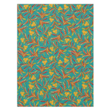 Tropical Pattern with Red and Yellow Leaves