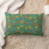 Tropical Pattern with Red and Yellow Leaves ランバークッション (ブランケット)