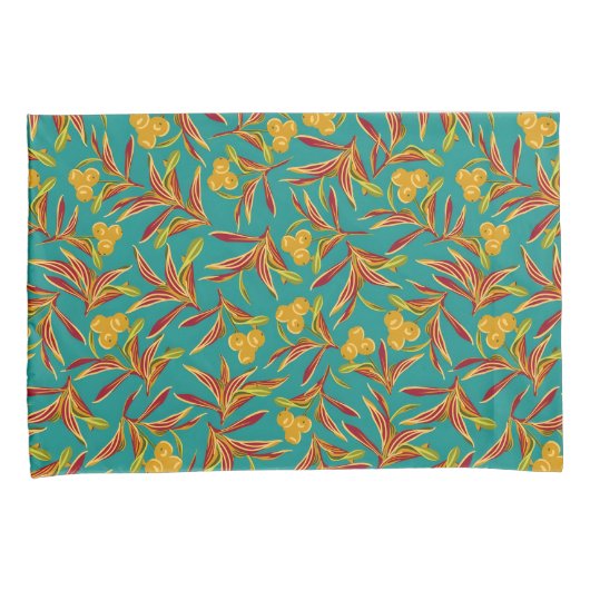 Tropical Pattern with Red and Yellow Leaves 枕カバー (正面右)