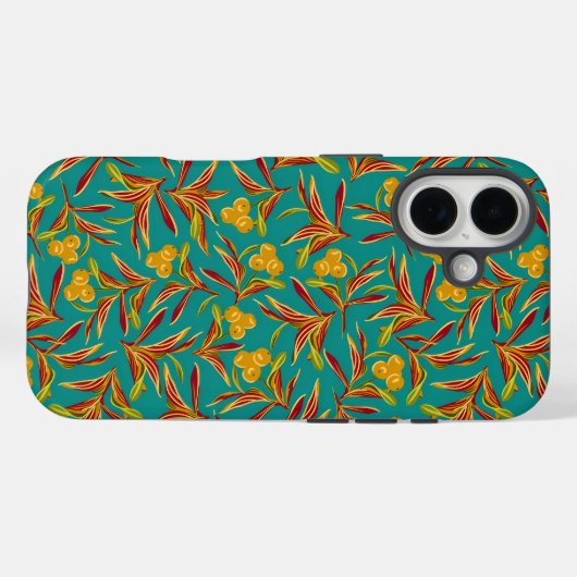 Tropical Pattern with Red and Yellow Leaves Case-Mate iPhoneケース (裏面 (横))