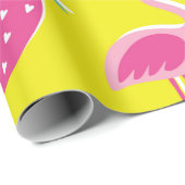  tropical patternwith pink pineapple, flamingos, w ラッピングペーパー (ロールコーナー)