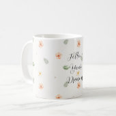 Tropical Peach Cream Hibiscus Flowers Leaves コーヒーマグカップ (正面左)