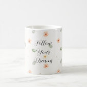 Tropical Peach Cream Hibiscus Flowers Leaves コーヒーマグカップ (中央)