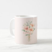 Tropical Peach Hibiscus Flowers コーヒーマグカップ (正面左)