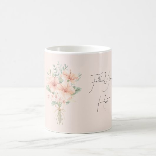 Tropical Peach Hibiscus Flowers コーヒーマグカップ (中央)