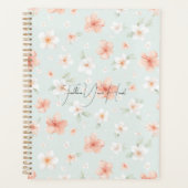 Tropical Peach White Hibiscus Flowers プランナー手帳 (正面)