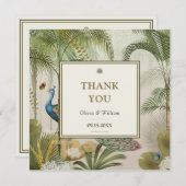 Tropical Peacock Palm Custom Wedding Thank You (正面/裏面)