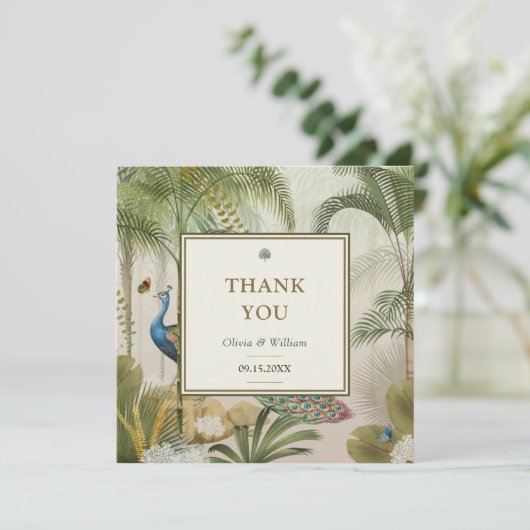 Tropical Peacock Palm Custom Wedding Thank You (スタンド正面)