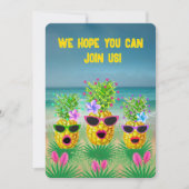 Tropical Personalized Singing Lady Pineapples 招待状 (正面)