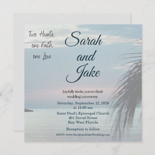 Tropical Photo Christian Wedding Invitation 招待状 (正面/裏面)