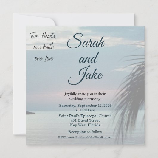 Tropical Photo Christian Wedding Invitation 招待状 (正面)