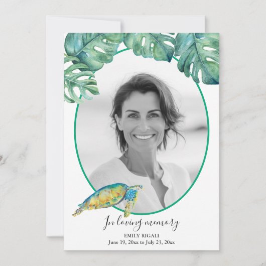 Tropical Photo Death Notice and Funeral Invitation 招待状 (正面)