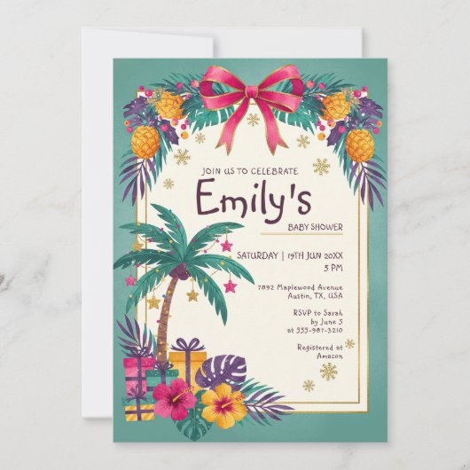 Tropical Pineapple Baby Shower Invitation 招待状 (正面)