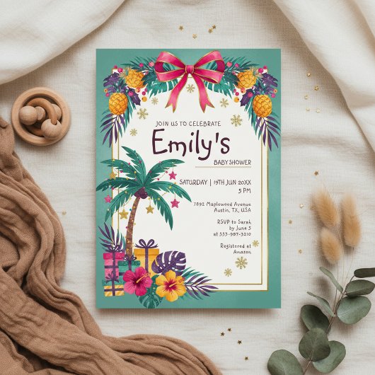 Tropical Pineapple Baby Shower Invitation 招待状