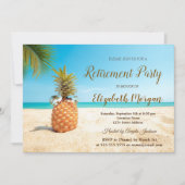 Tropical Pineapple Beach Sand Retirement Party  招待状 (正面)