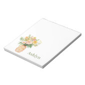 Tropical Pineapple Blush Yellow Floral ノートパッド (回転)