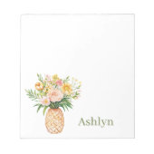 Tropical Pineapple Blush Yellow Floral ノートパッド (正面)