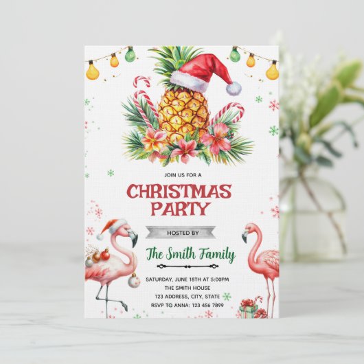 Tropical Pineapple Christmas Invitation 招待状 (スタンド正面)
