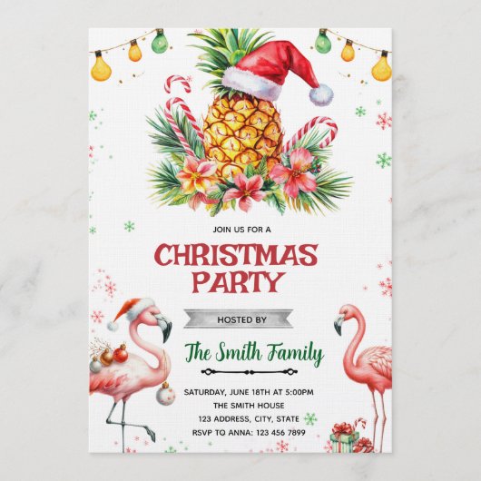 Tropical Pineapple Christmas Invitation 招待状 (正面)
