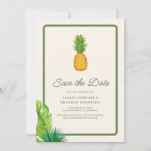 Tropical Pineapple Coastal Wedding Save the Date 招待状 (正面)