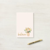 Tropical Pineapple Floral Gold Believe Quote ポストイット (デスク上)