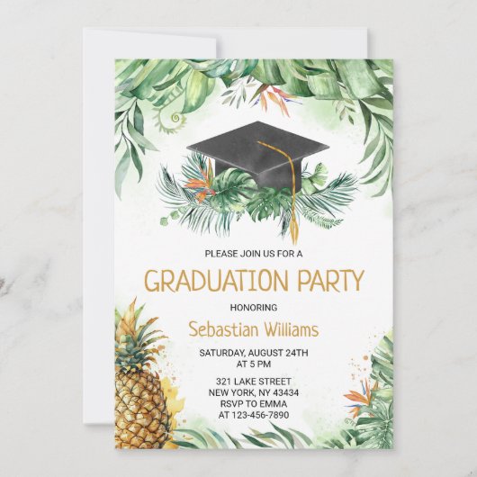 Tropical Pineapple Graduation Party 招待状 (正面)
