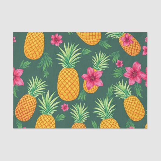 Tropical Pineapple Hibiscus Pattern 薄葉紙 (正面)