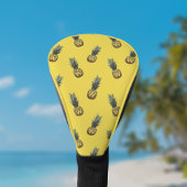 Tropical Pineapple Pattern Monogram Yellow Driver ゴルフヘッドカバー