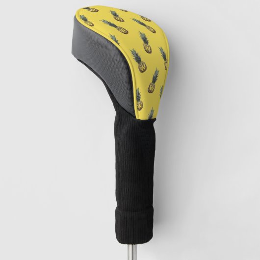 Tropical Pineapple Pattern Monogram Yellow Driver ゴルフヘッドカバー (アングル)