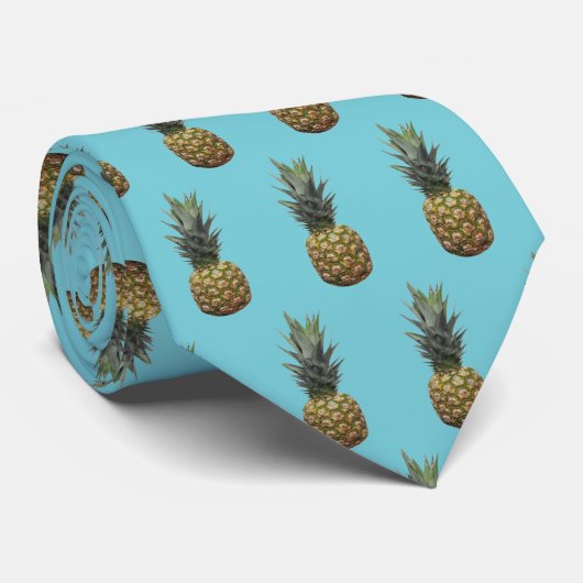 Tropical Pineapple Pattern Robin Egg Blue Summer ネクタイ (ロール)