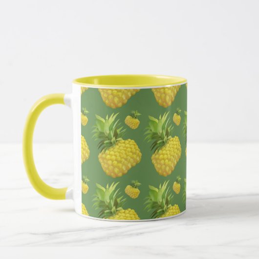Tropical Pineapple Pattern: Summer Fruit Art マグカップ (左)