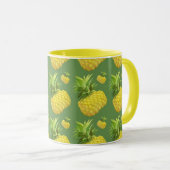 Tropical Pineapple Pattern: Summer Fruit Art マグカップ (正面右)