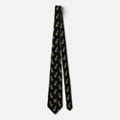 Tropical Pineapple Print Pattern Monogrammed Black ネクタイ (正面)