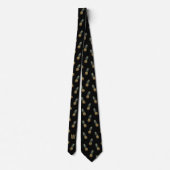 Tropical Pineapple Print Pattern Monogrammed Black ネクタイ (裏面)