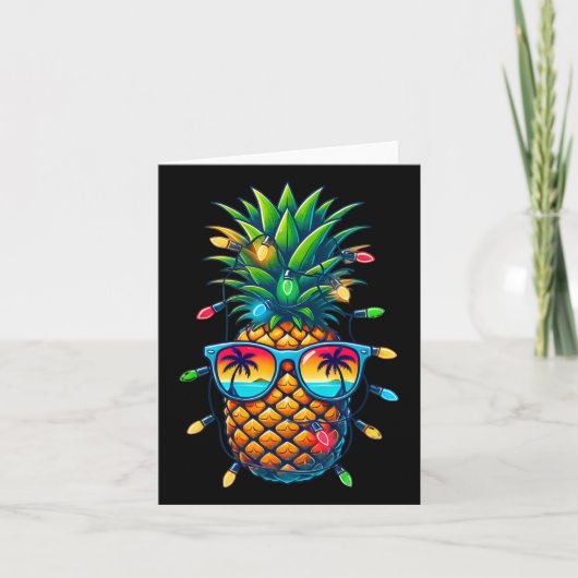 Tropical Pineapple Sungl Christmas Lights Xmas In  カード (正面)