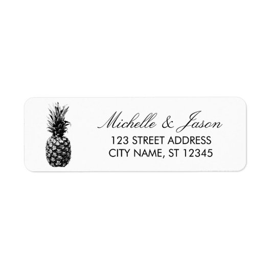 Tropical Pineapple Wedding Return Address ラベル (正面)