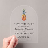 Tropical Pineapple Wedding Save the Date アクリル招待状 (インサイチュ (ポータブル))