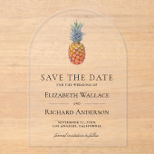 Tropical Pineapple Wedding Save the Date アクリル招待状 (正面)